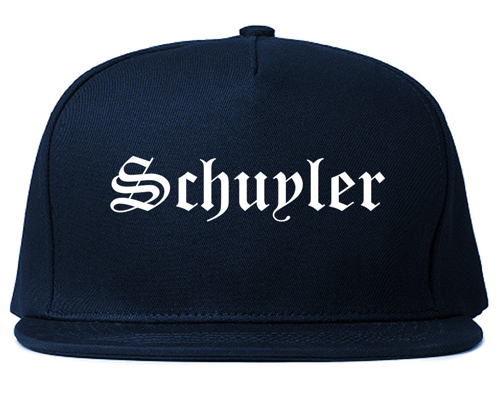 Schuyler Nebraska NE Old English Mens Snapback Hat Navy Blue