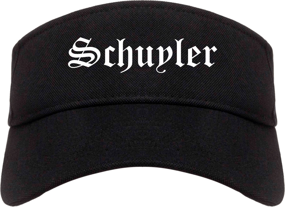 Schuyler Nebraska NE Old English Mens Visor Cap Hat Black