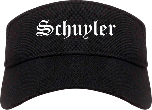 Schuyler Nebraska NE Old English Mens Visor Cap Hat Black