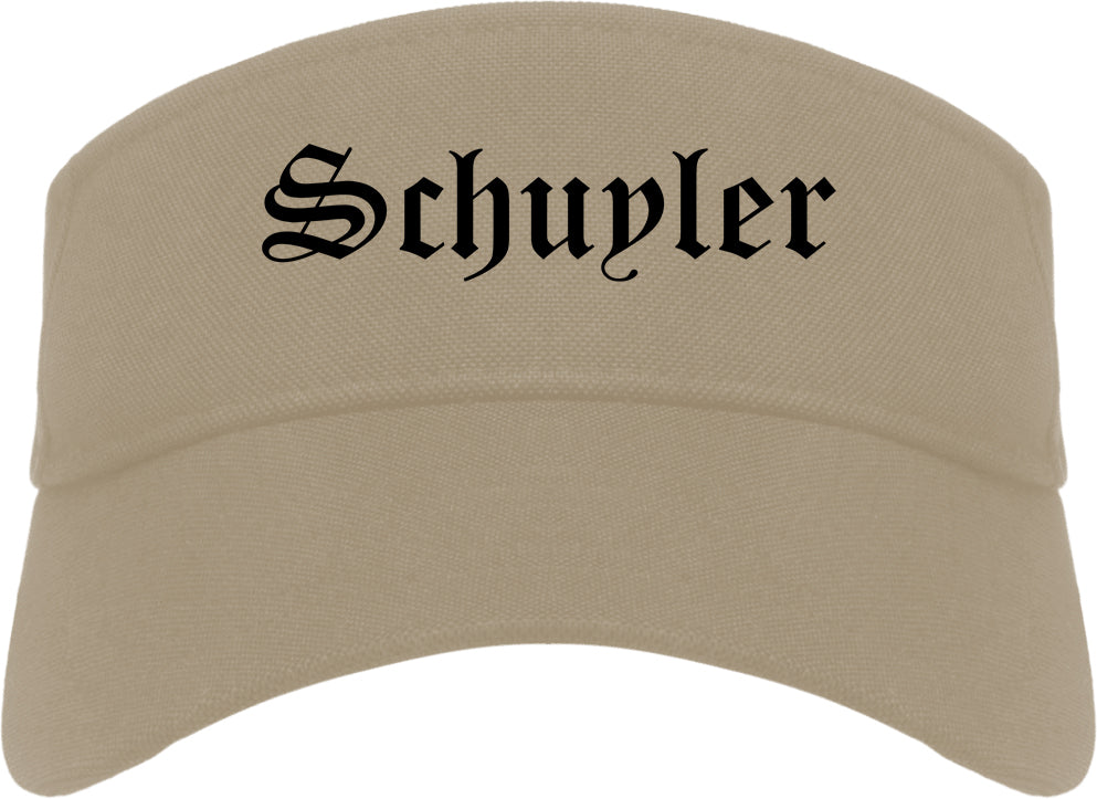 Schuyler Nebraska NE Old English Mens Visor Cap Hat Khaki
