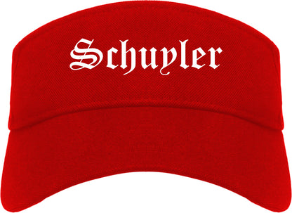 Schuyler Nebraska NE Old English Mens Visor Cap Hat Red