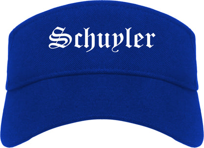 Schuyler Nebraska NE Old English Mens Visor Cap Hat Royal Blue