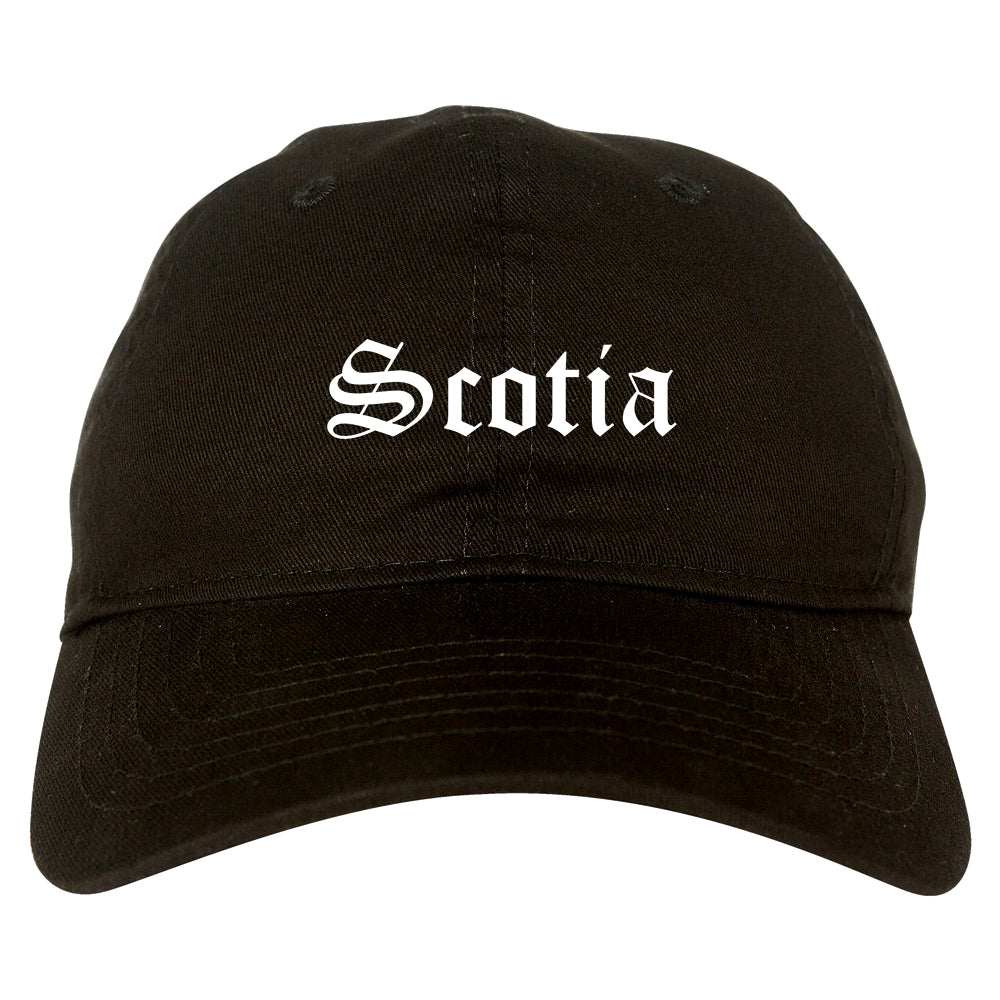 Scotia New York NY Old English Mens Dad Hat Baseball Cap Black