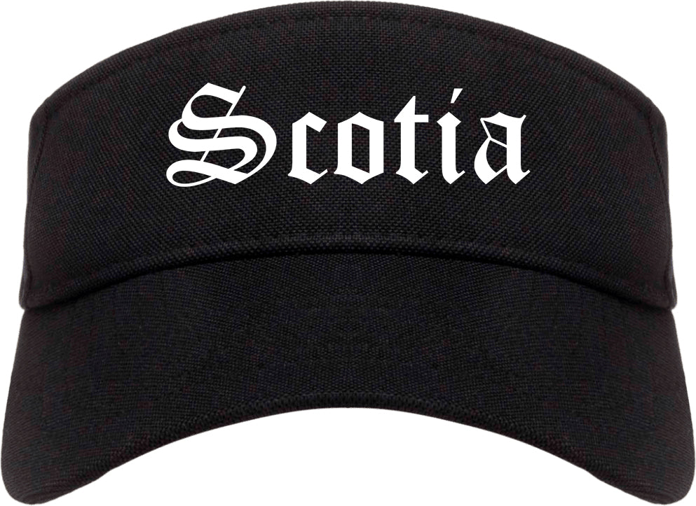 Scotia New York NY Old English Mens Visor Cap Hat Black