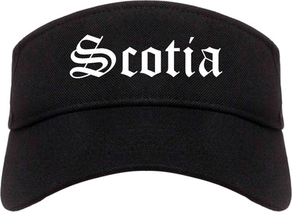 Scotia New York NY Old English Mens Visor Cap Hat Black