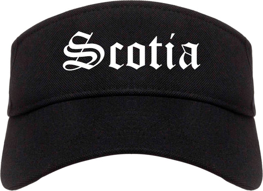 Scotia New York NY Old English Mens Visor Cap Hat Black