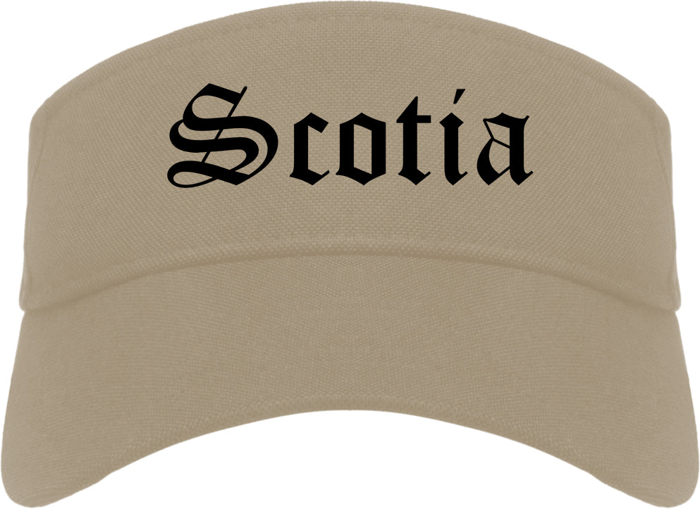 Scotia New York NY Old English Mens Visor Cap Hat Khaki