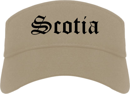 Scotia New York NY Old English Mens Visor Cap Hat Khaki