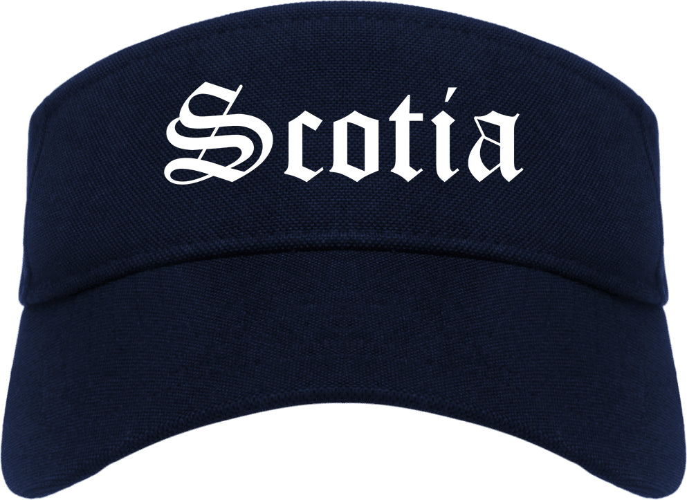 Scotia New York NY Old English Mens Visor Cap Hat Navy Blue