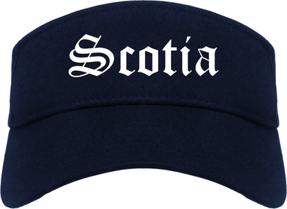 Scotia New York NY Old English Mens Visor Cap Hat Navy Blue