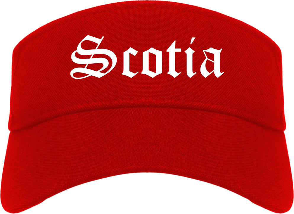 Scotia New York NY Old English Mens Visor Cap Hat Red