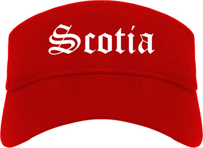 Scotia New York NY Old English Mens Visor Cap Hat Red