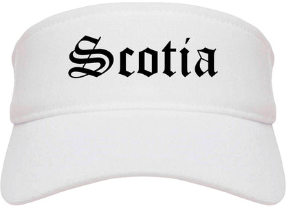 Scotia New York NY Old English Mens Visor Cap Hat White