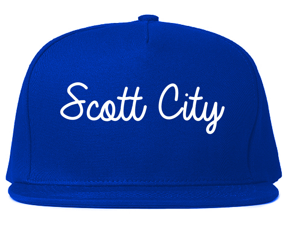 Scott City Missouri MO Script Mens Snapback Hat Royal Blue