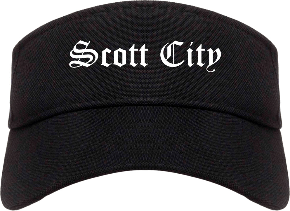Scott City Missouri MO Old English Mens Visor Cap Hat Black