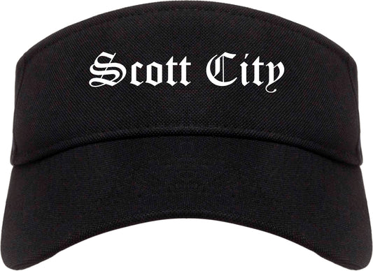 Scott City Missouri MO Old English Mens Visor Cap Hat Black