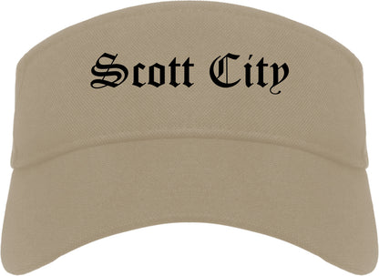 Scott City Missouri MO Old English Mens Visor Cap Hat Khaki