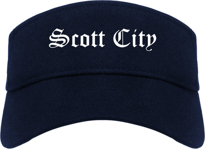 Scott City Missouri MO Old English Mens Visor Cap Hat Navy Blue