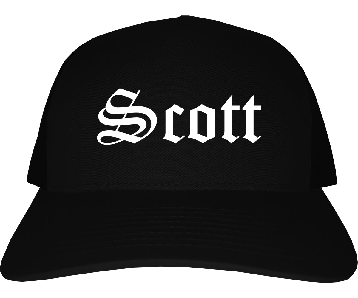 Scott Louisiana LA Old English Mens Trucker Hat Cap Black