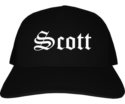 Scott Louisiana LA Old English Mens Trucker Hat Cap Black