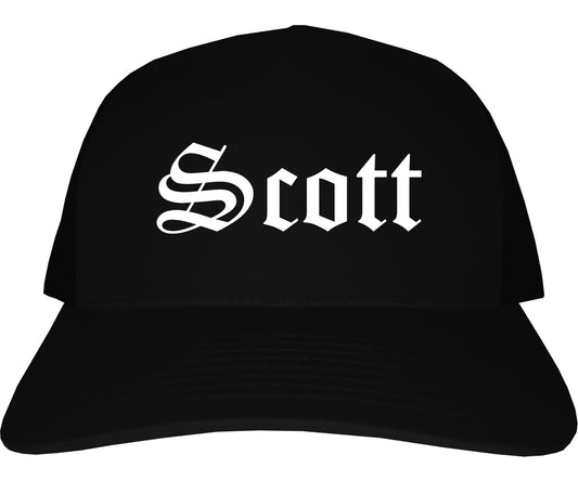 Scott Louisiana LA Old English Mens Trucker Hat Cap Black