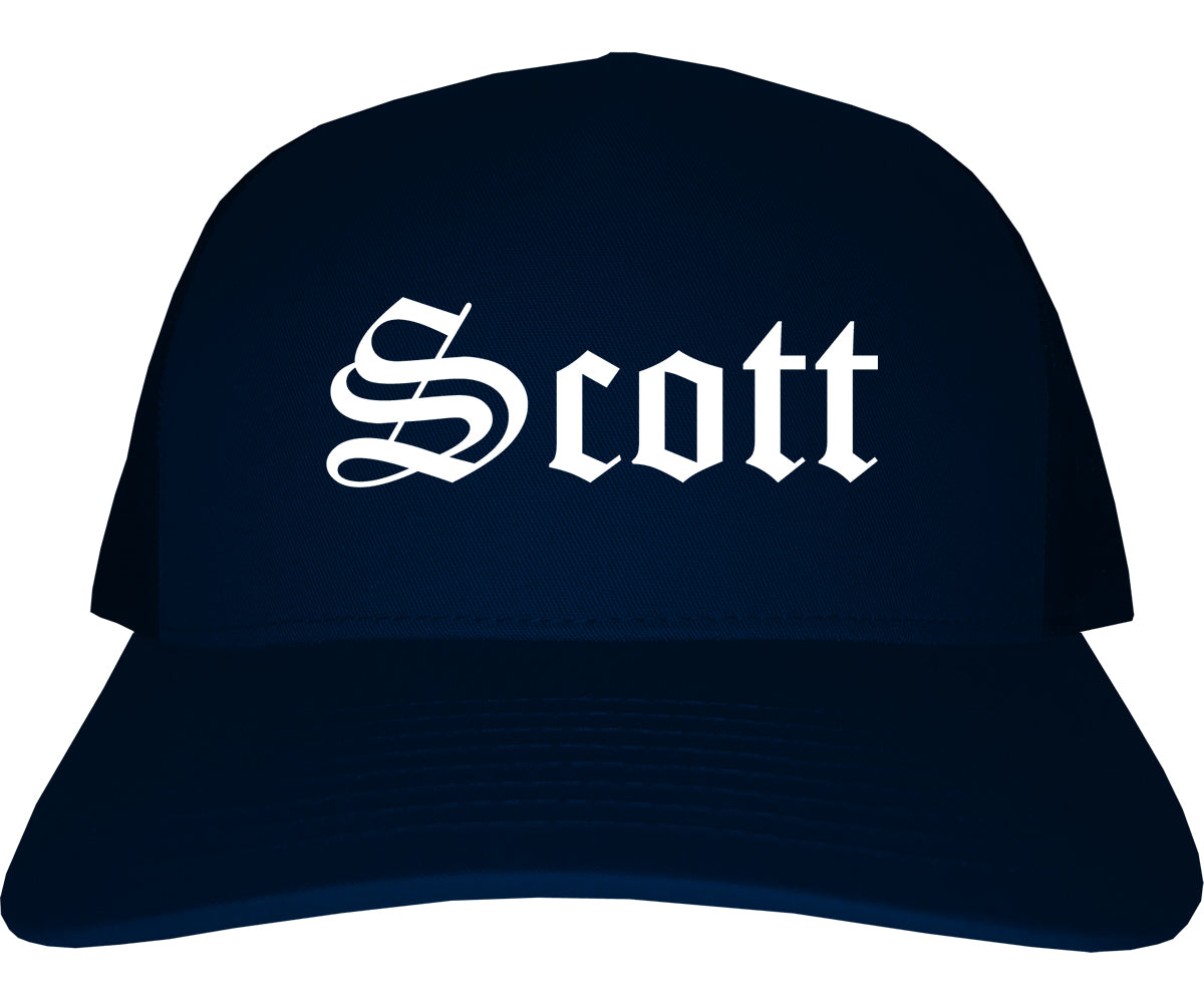 Scott Louisiana LA Old English Mens Trucker Hat Cap Navy Blue