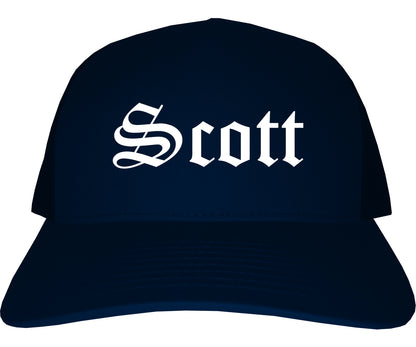 Scott Louisiana LA Old English Mens Trucker Hat Cap Navy Blue