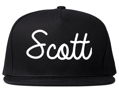 Scott Louisiana LA Script Mens Snapback Hat Black