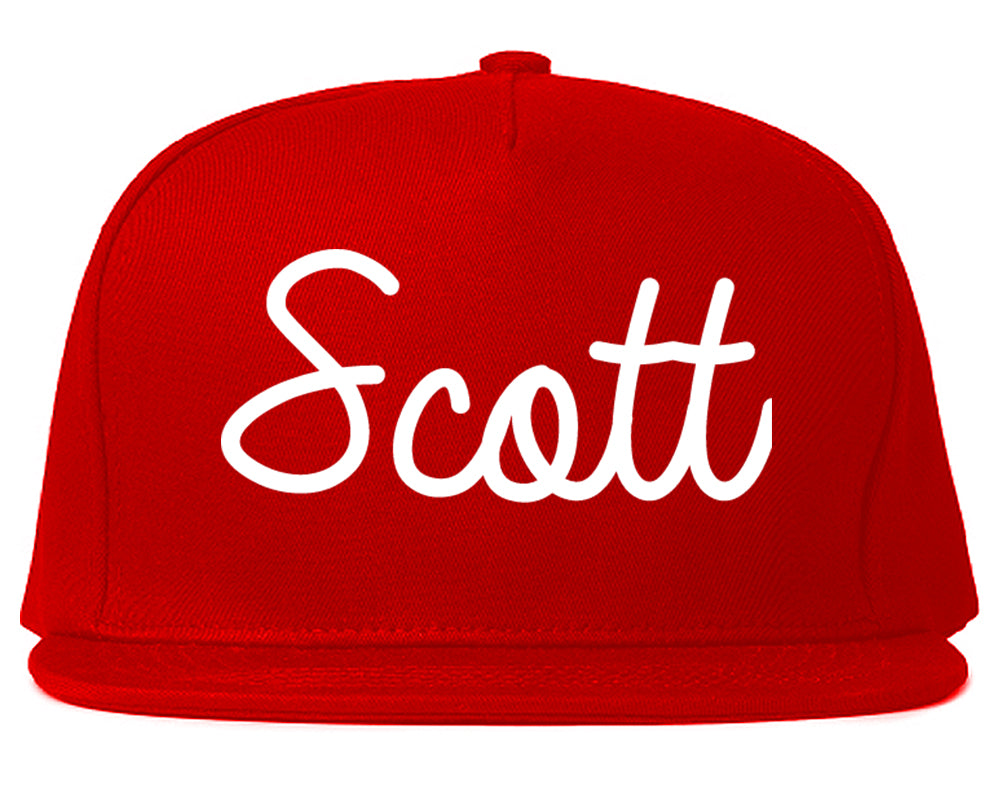 Scott Louisiana LA Script Mens Snapback Hat Red