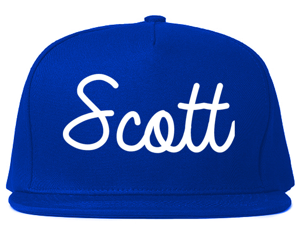 Scott Louisiana LA Script Mens Snapback Hat Royal Blue