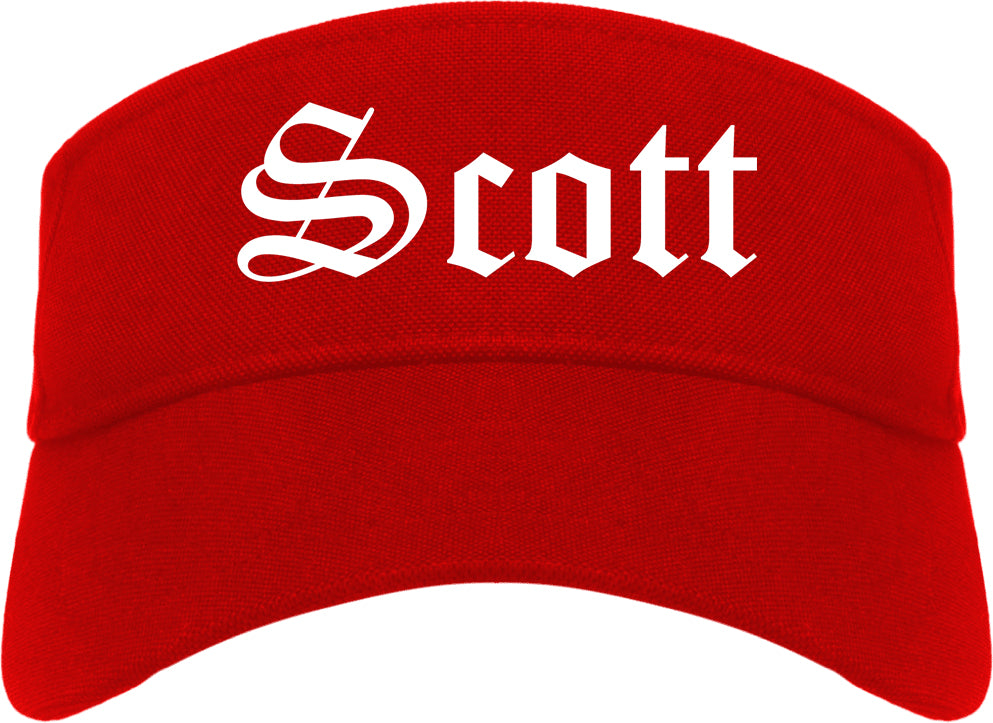 Scott Louisiana LA Old English Mens Visor Cap Hat Red