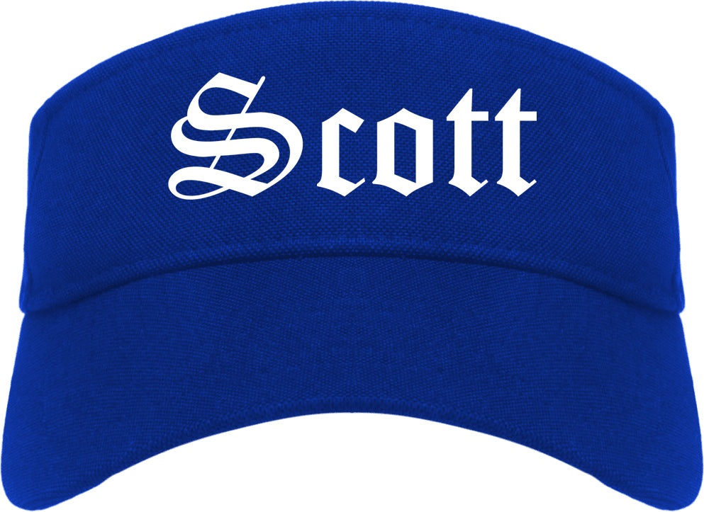 Scott Louisiana LA Old English Mens Visor Cap Hat Royal Blue
