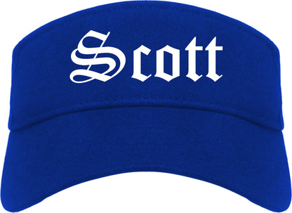 Scott Louisiana LA Old English Mens Visor Cap Hat Royal Blue