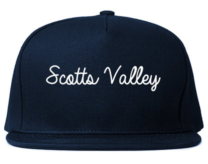 Scotts Valley California CA Script Mens Snapback Hat Navy Blue