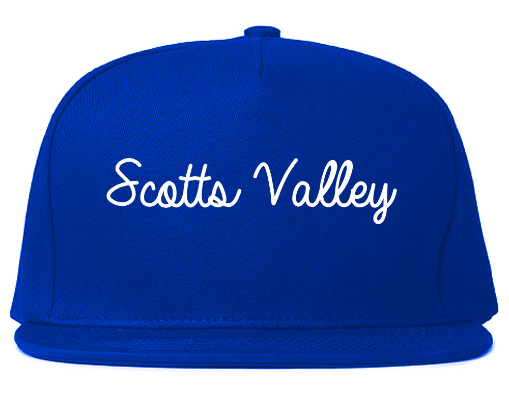 Scotts Valley California CA Script Mens Snapback Hat Royal Blue
