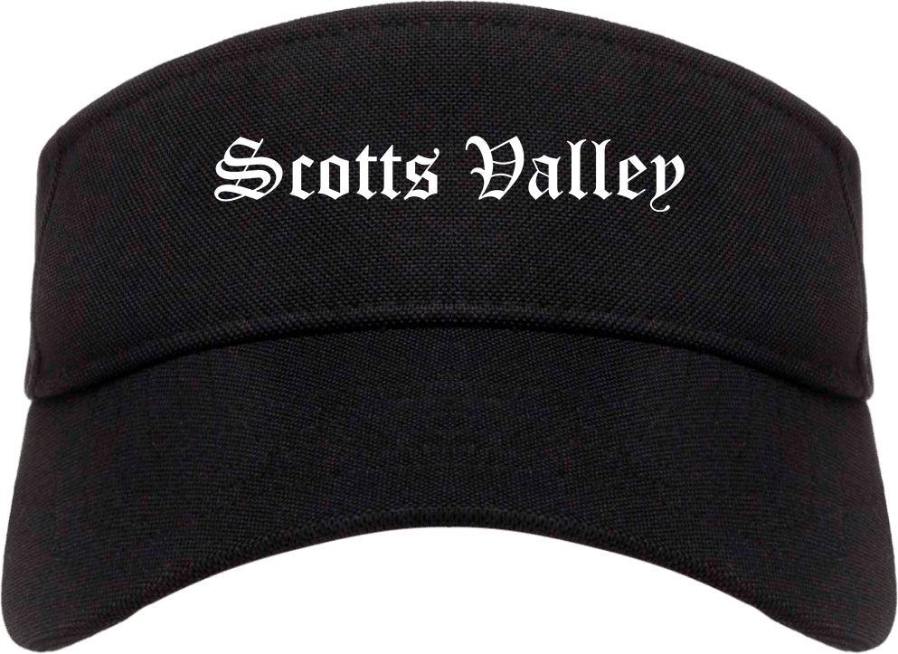 Scotts Valley California CA Old English Mens Visor Cap Hat Black