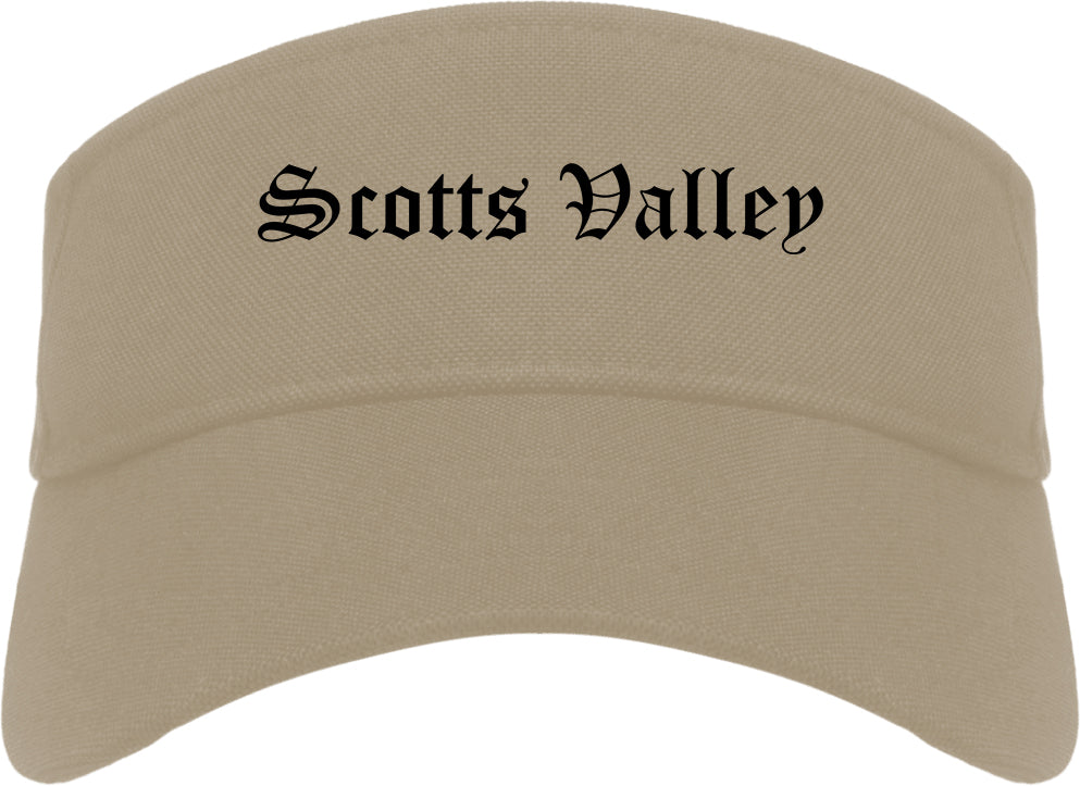 Scotts Valley California CA Old English Mens Visor Cap Hat Khaki