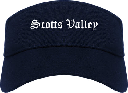 Scotts Valley California CA Old English Mens Visor Cap Hat Navy Blue