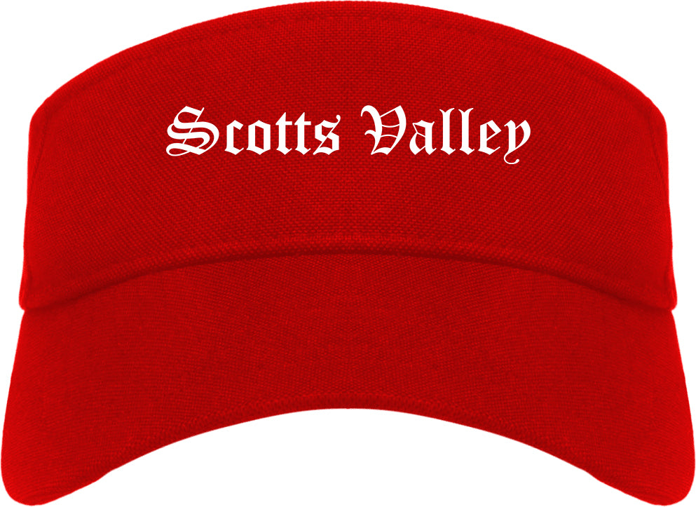 Scotts Valley California CA Old English Mens Visor Cap Hat Red