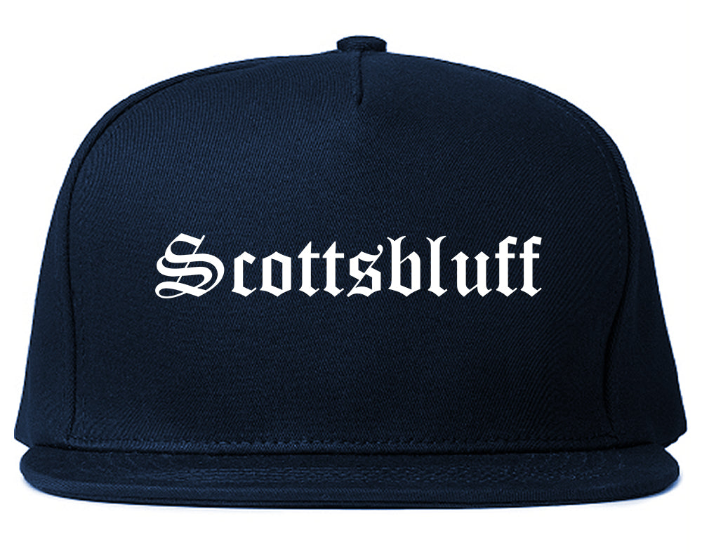 Scottsbluff Nebraska NE Old English Mens Snapback Hat Navy Blue