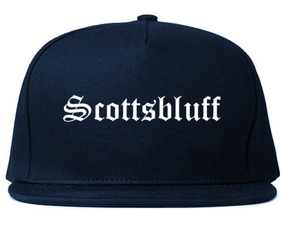 Scottsbluff Nebraska NE Old English Mens Snapback Hat Navy Blue