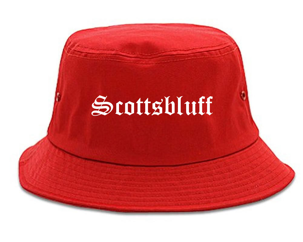 Scottsbluff Nebraska NE Old English Mens Bucket Hat Red