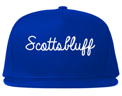 Scottsbluff Nebraska NE Script Mens Snapback Hat Royal Blue