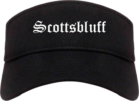 Scottsbluff Nebraska NE Old English Mens Visor Cap Hat Black