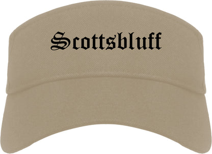 Scottsbluff Nebraska NE Old English Mens Visor Cap Hat Khaki
