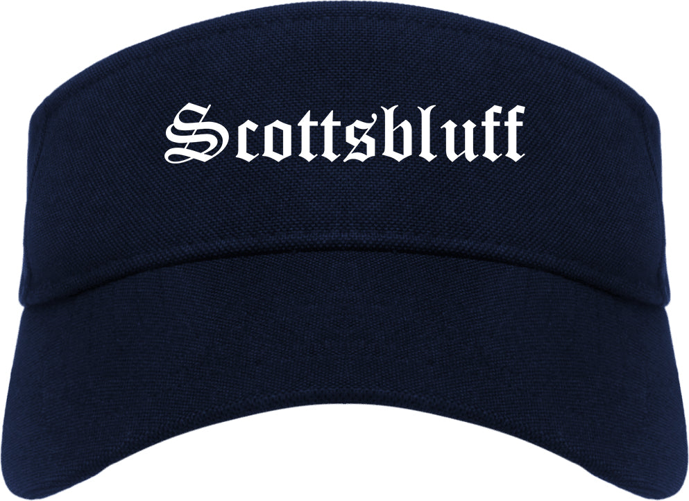Scottsbluff Nebraska NE Old English Mens Visor Cap Hat Navy Blue