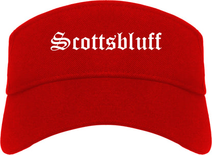 Scottsbluff Nebraska NE Old English Mens Visor Cap Hat Red