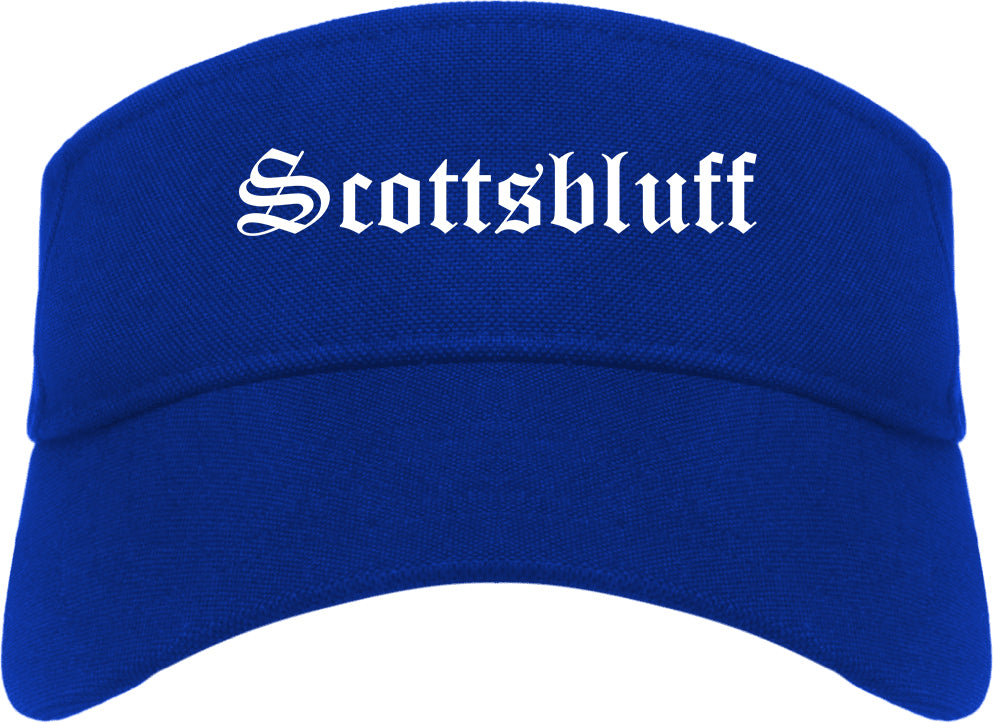Scottsbluff Nebraska NE Old English Mens Visor Cap Hat Royal Blue