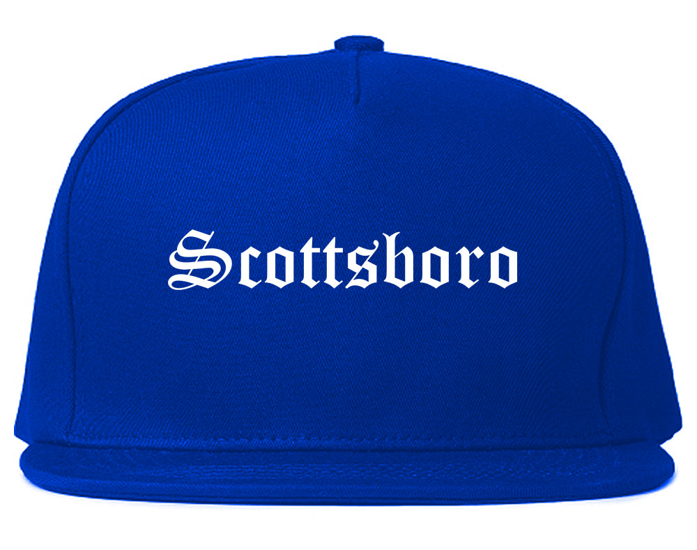 Scottsboro Alabama AL Old English Mens Snapback Hat Royal Blue