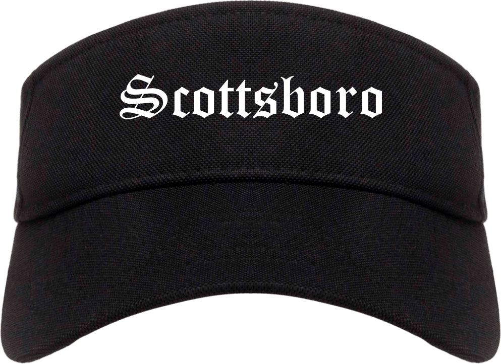 Scottsboro Alabama AL Old English Mens Visor Cap Hat Black